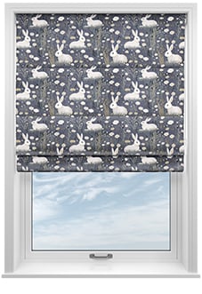 Bunny Meadows, Moonlit Grey - Motorised Roman Blind